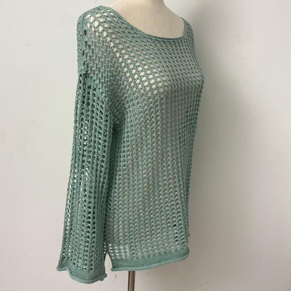 ZESICA Open Knit Crochet Beach Cover Tunic Top Seafoam Green Size M - Picture 5 of 10